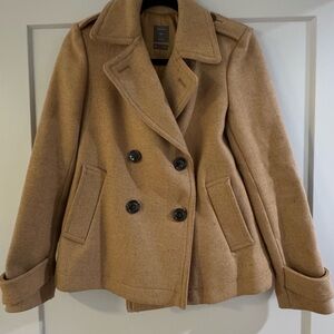 GAP Women's Tan Double-Breasted Peacoat